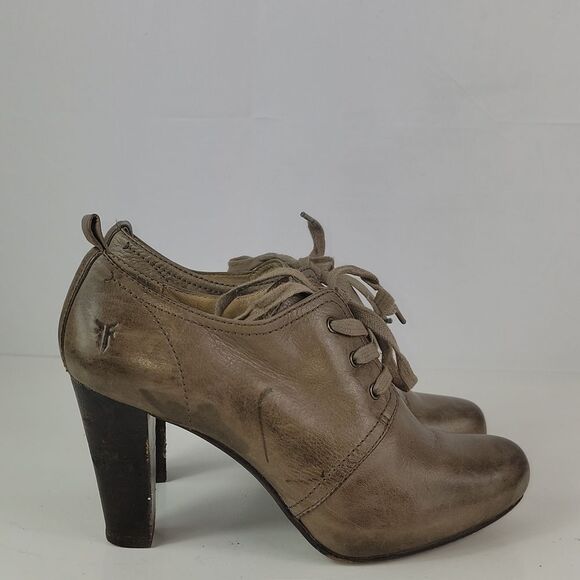 Frye Miranda Lace Leather Heels Distressed Booties - Picture 2 of 16